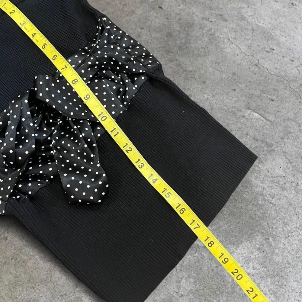 y2k black ribbed polka dot tie tube top large - Picture 5 of 7